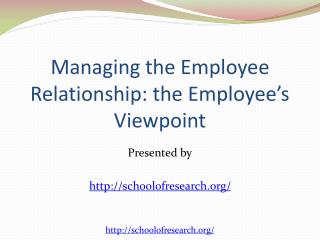 Managing Employee Relationship