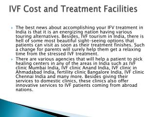 IVF Cost and Treatment Facilities