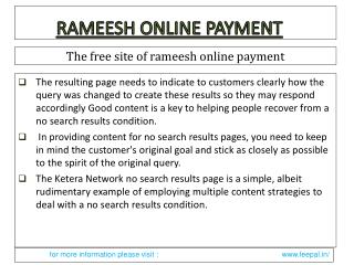 Facts about rameesh online payment in India