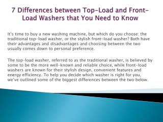 7 Differences between Top-Load and Front-Load Washers that Y