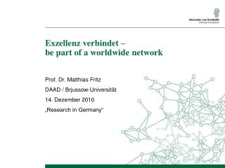 Exzellenz verbindet – be part of a worldwide network