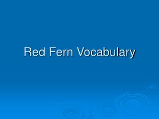 Red Fern Vocabulary