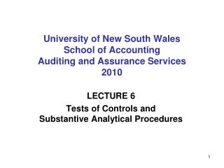 University of New South Wales School of Accounting Auditing and Assurance Services 2010