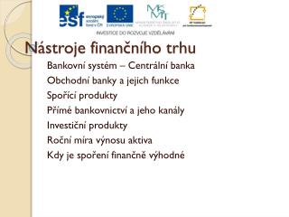 Nástroje finančního trhu