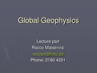 Global Geophysics