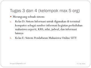 Tugas 3 dan 4 (kelompok max 5 org)