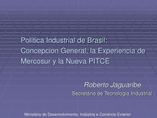 Política Industrial de Brasil: Concepcion General, la Experiencia de Mercosur y la Nueva PITCE