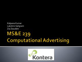 MS&amp;E 239 Computational Advertising
