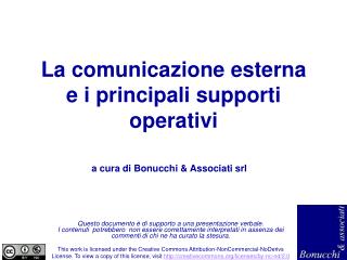 La comunicazione esterna e i principali supporti operativi