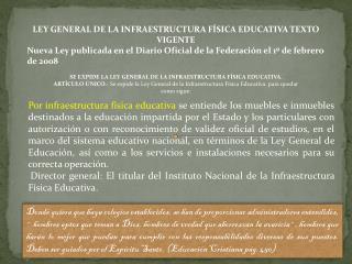 LEY GENERAL DE LA INFRAESTRUCTURA FÍSICA EDUCATIVA TEXTO VIGENTE