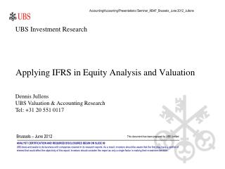 Applying IFRS in Equity Analysis and Valuation