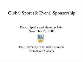 Global Sport (&amp; Event) Sponsorship