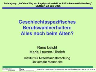 Geschlechtsspezifisches Berufswahlverhalten: Alles noch beim Alten?