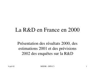 La R&amp;D en France en 2000