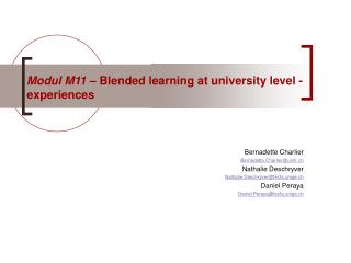 Modul M11 – Blended learning at university level - experiences