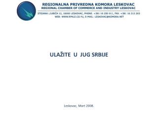 ULAŽITE U JUG SRBIJE