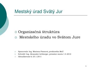 Mestský úrad Svätý Jur