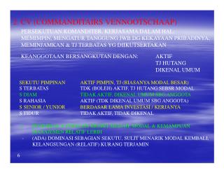 2. CV (COMMANDITAIRS VENNOOTSCHAAP) PERSEKUTUAN KOMANDITER, KERJASAMA DALAM HAL: