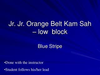 Jr. Jr. Orange Belt Kam Sah – low block