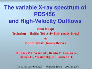 The variable X-ray spectrum of PDS456 and High-Velocity Outflows