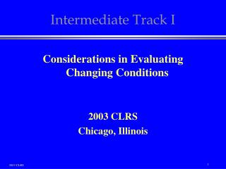 Intermediate Track I