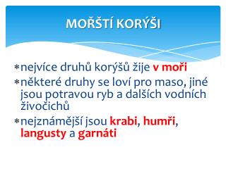 MOŘŠTÍ KORÝŠI