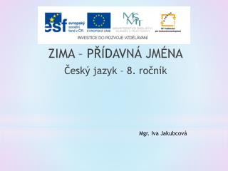 ZIMA – PŘÍDAVNÁ JMÉNA Český jazyk – 8. ročník