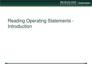 Reading Operating Statements - Introduction