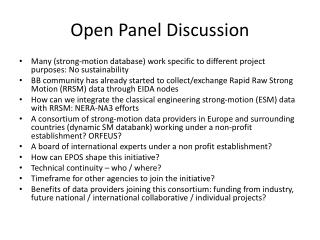 Open Panel Discussion