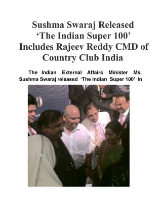 Sushma Swaraj Released ‘The Indian Super 100’ Includes Rajee