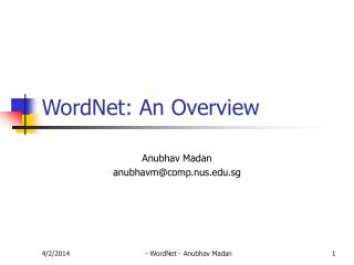 WordNet: An Overview