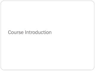 Course Introduction