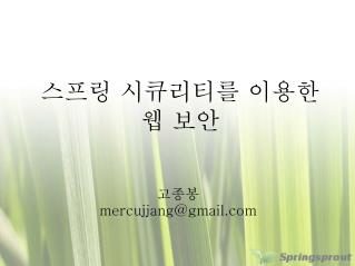 스프링 시큐리티를 이용한 웹 보안