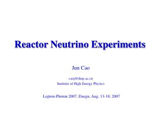 Reactor Neutrino Experiments