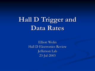 Hall D Trigger and Data Rates