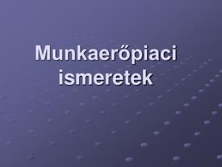 Munkaerőpiaci ismeretek