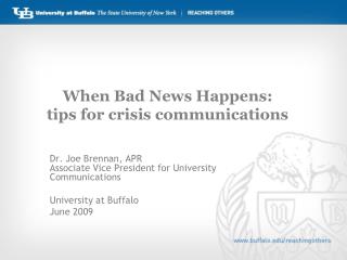 When Bad News Happens: tips for crisis communications