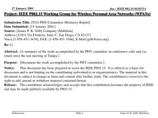 Project: IEEE P802.15 Working Group for Wireless Personal Area Networks (WPANs)