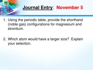 Journal Entry : November 5