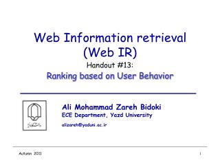 Web Information retrieval (Web IR)