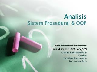Analisis Sistem Prosedural &amp; OOP