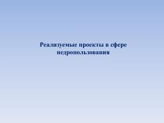 Реализуемые проекты в сфере недропользования