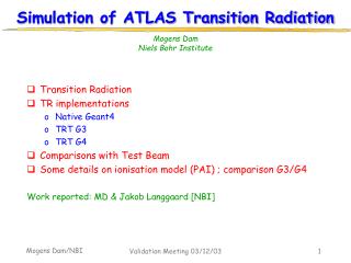 Simulation of ATLAS Transition Radiation