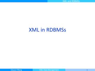 XML in RDBMSs