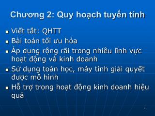 Chương 2: Quy hoạch tuyến tính