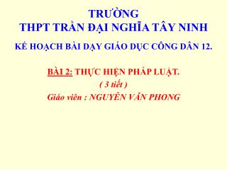 TRƯỜNG THPT TRẦN ĐẠI NGHĨA TÂY NINH