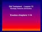 Old Testament - Lesson 13 Bondage, Passover and Exodus Exodus chapters 1-14