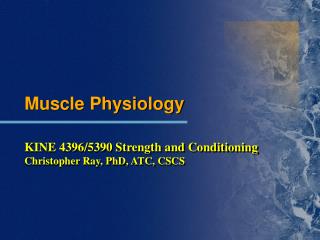 Muscle Physiology KINE 4396/5390 Strength and Conditioning Christopher Ray, PhD, ATC, CSCS