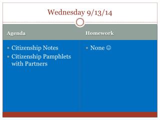 Wednesday 9/13/14