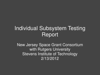 New Jersey Space Grant Consortium with Rutgers University Stevens Institute of Technology